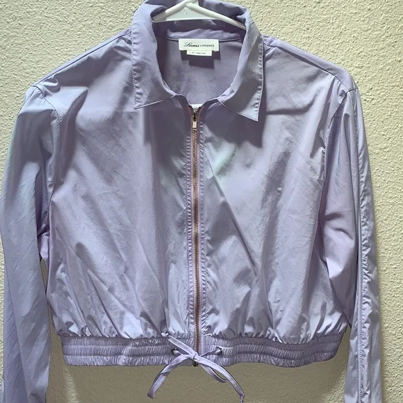 Lovers & Friends Lavender Crop zip-up Retro Windbreaker lightweight crop jacket - Picture 8 of 17